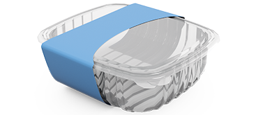 Food Packaging Container with Blue Sleeve Design