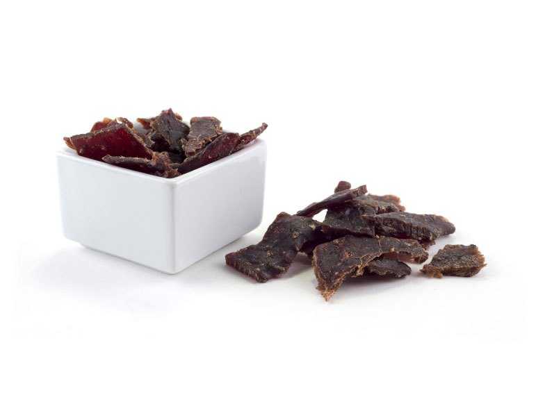 Beef Jerky Snack in White Ceramic Bowl