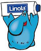 Linola Mascot Holding Product Tube Illustration