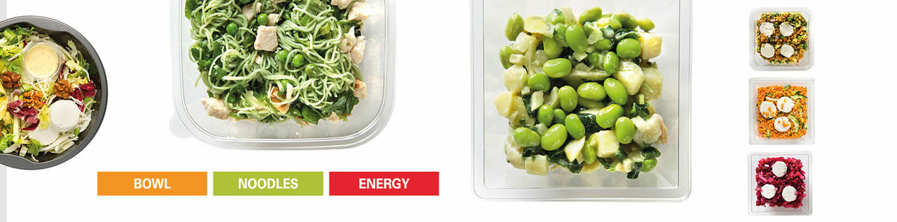 Healthy Salad Bowls with Fresh Ingredients Display