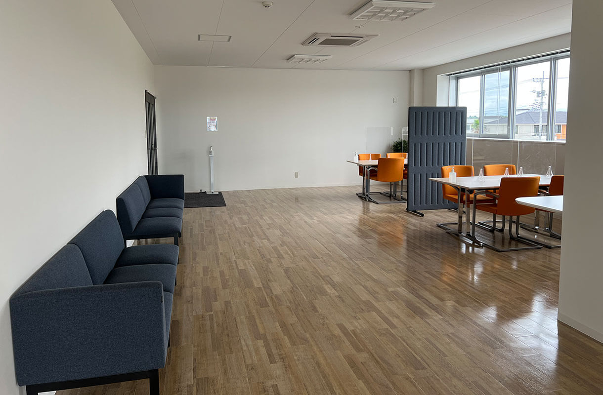 Modern Office Space with Bright Seating Area Modern Office Space with Bright Seating Area