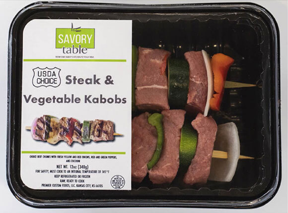 Steak & Vegetable Kabobs Packaging Display